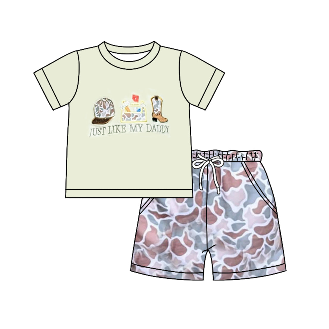 BSSO1710 Just Like my Daddy Boys camo shorts set preorder
