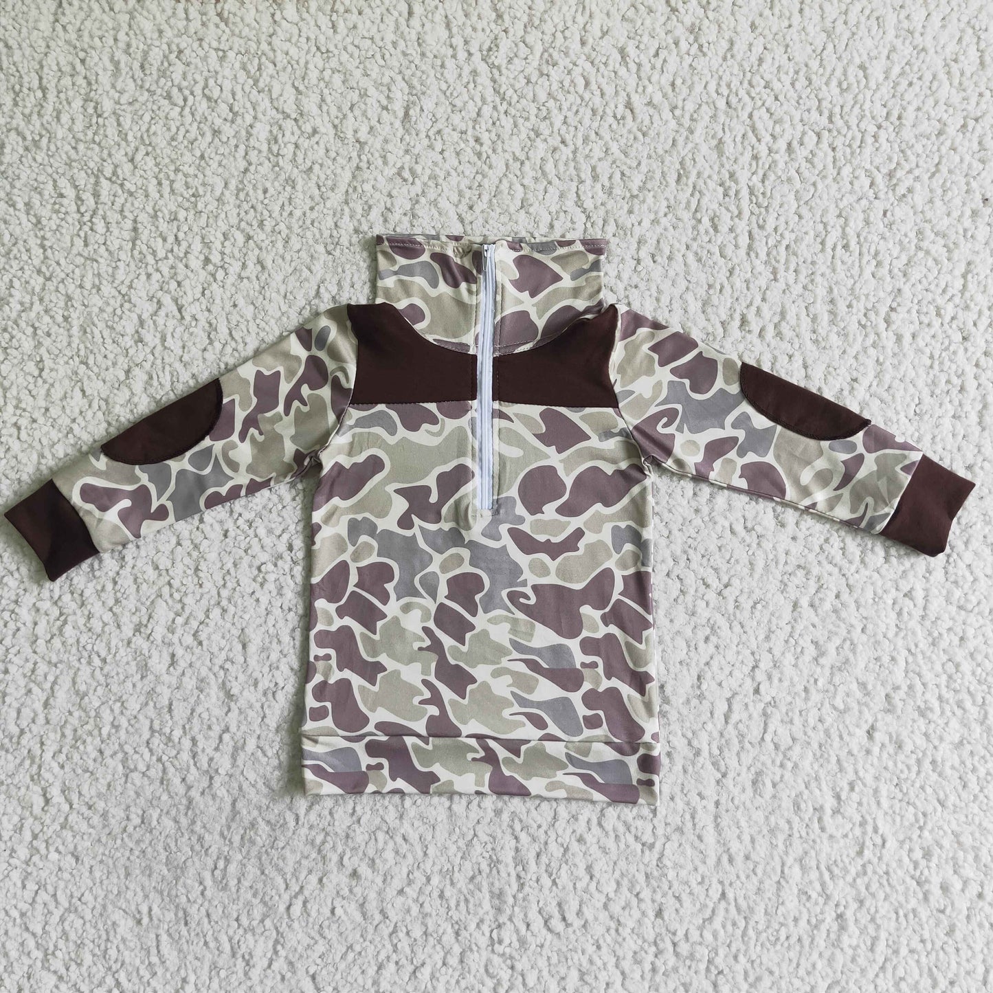 Sibling Baby Boys Long Sleeves Camo Half Zipper Pullovers Top
