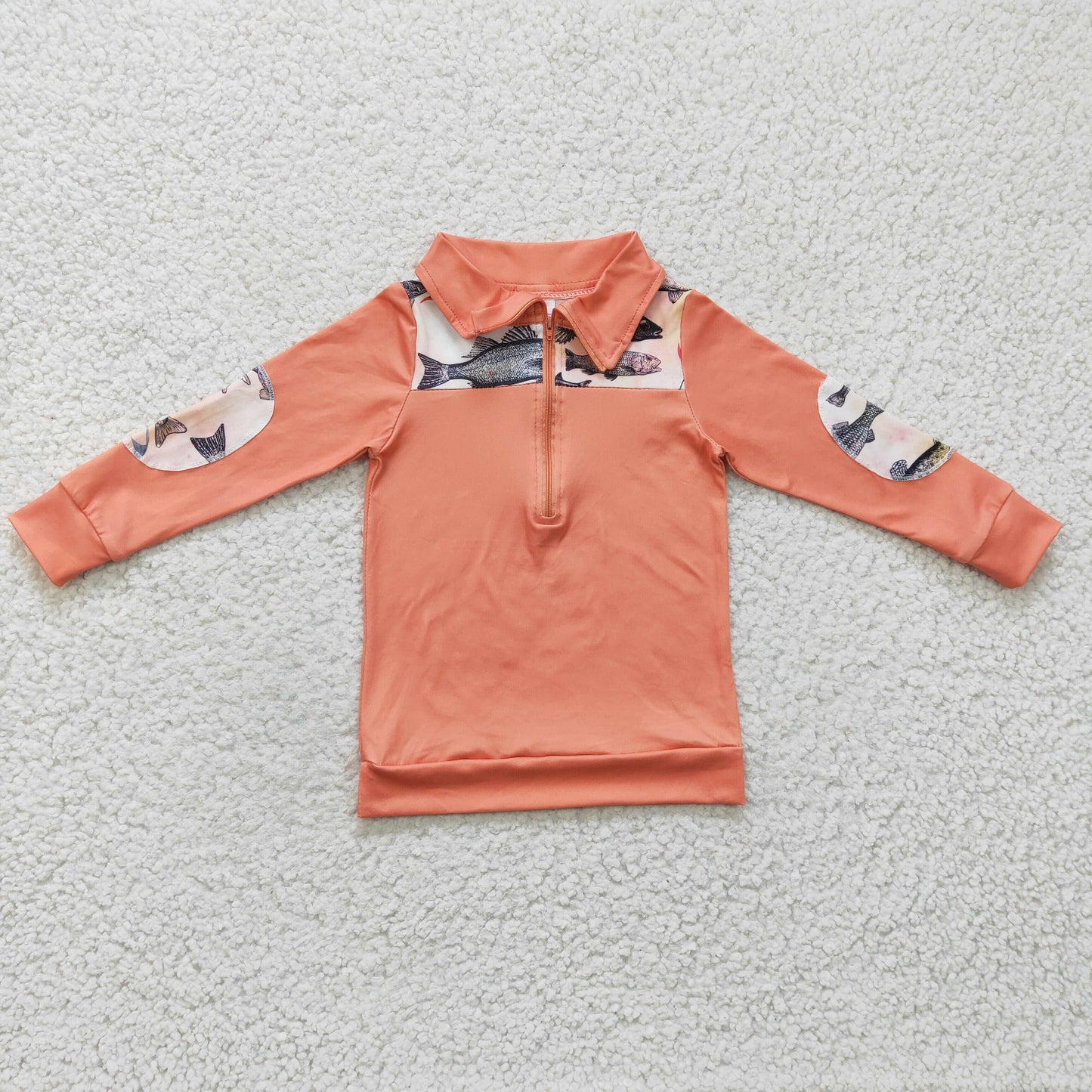 Baby Boys Peach Long Sleeves Fishing Hunting Zipper Pullovers Top