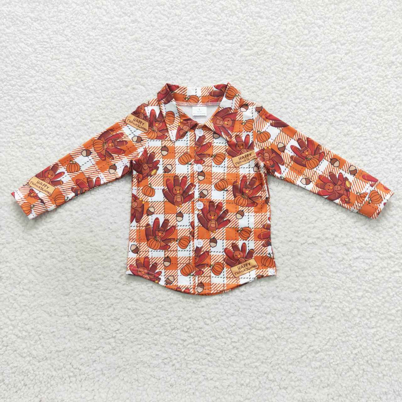 BT0255 Boys Thanksgiving Turkey Long Sleeve Shirt
