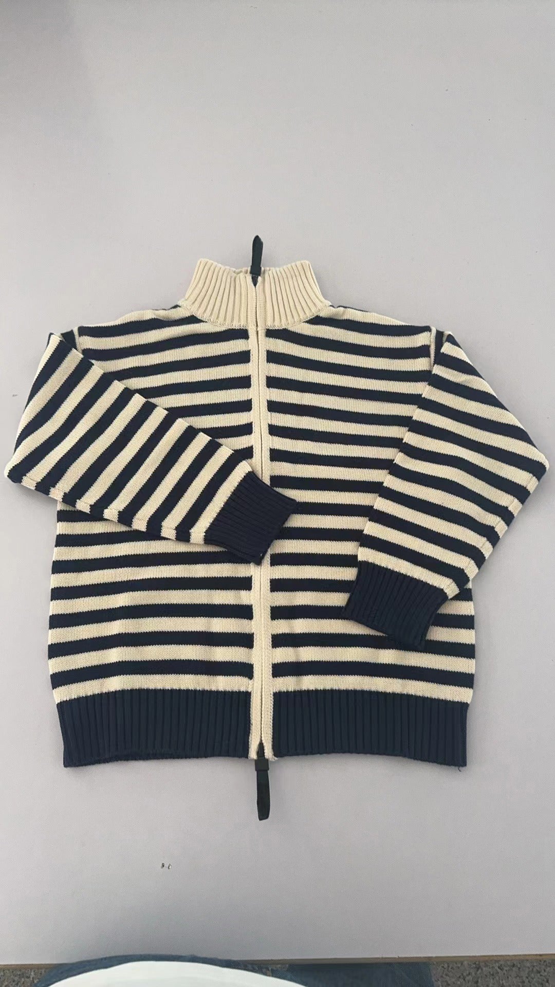 Kids Winter Warm Soft Black Striped Sweater Coat Pre-order