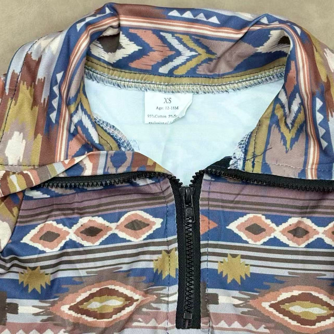 Sibling Baby Boys Aztec Long Sleeve Zip Pullover Top With Pocket