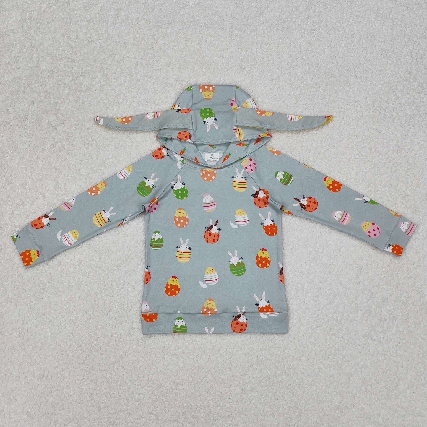 Baby Boys Aqua Long Sleeves Bunny Eggs Easter Hoodies Top