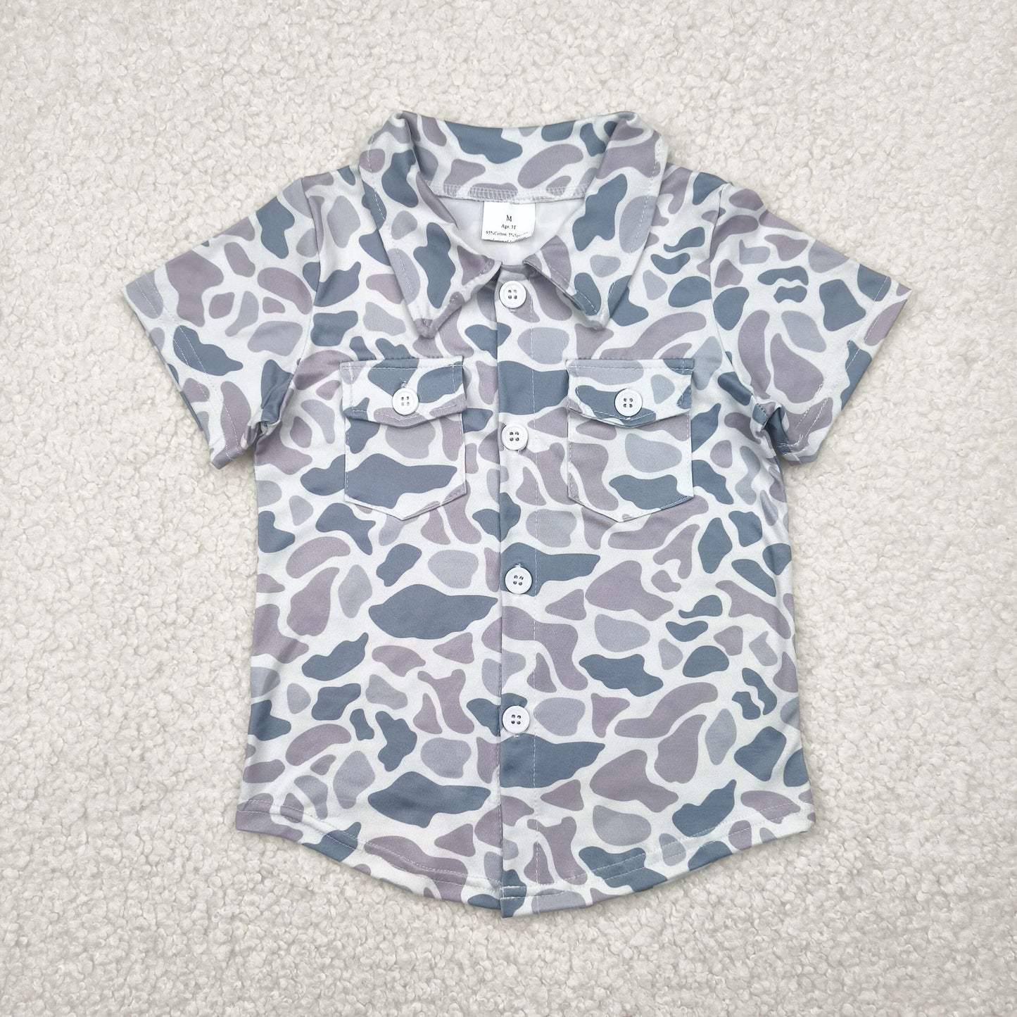 Sibling Baby Boys Camo Short Sleeve Shirt Top With Pocket