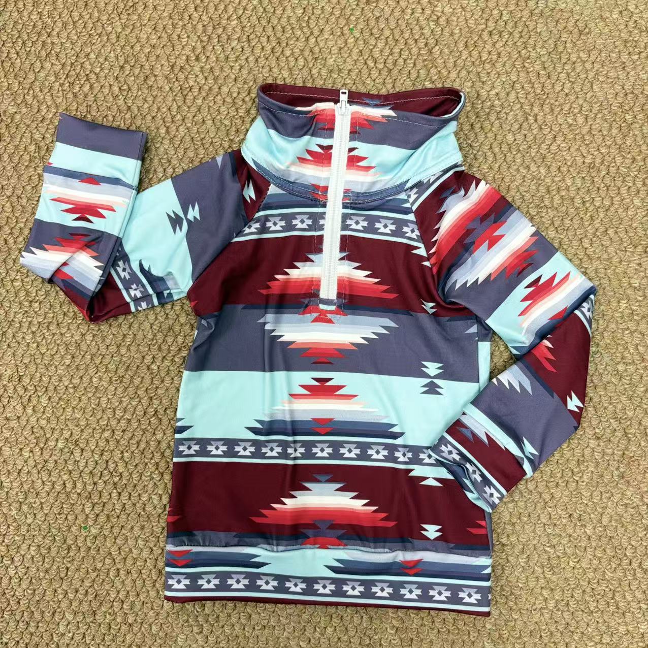 Sibling Baby BoysWestern Aztec Zipper Pullover Top
