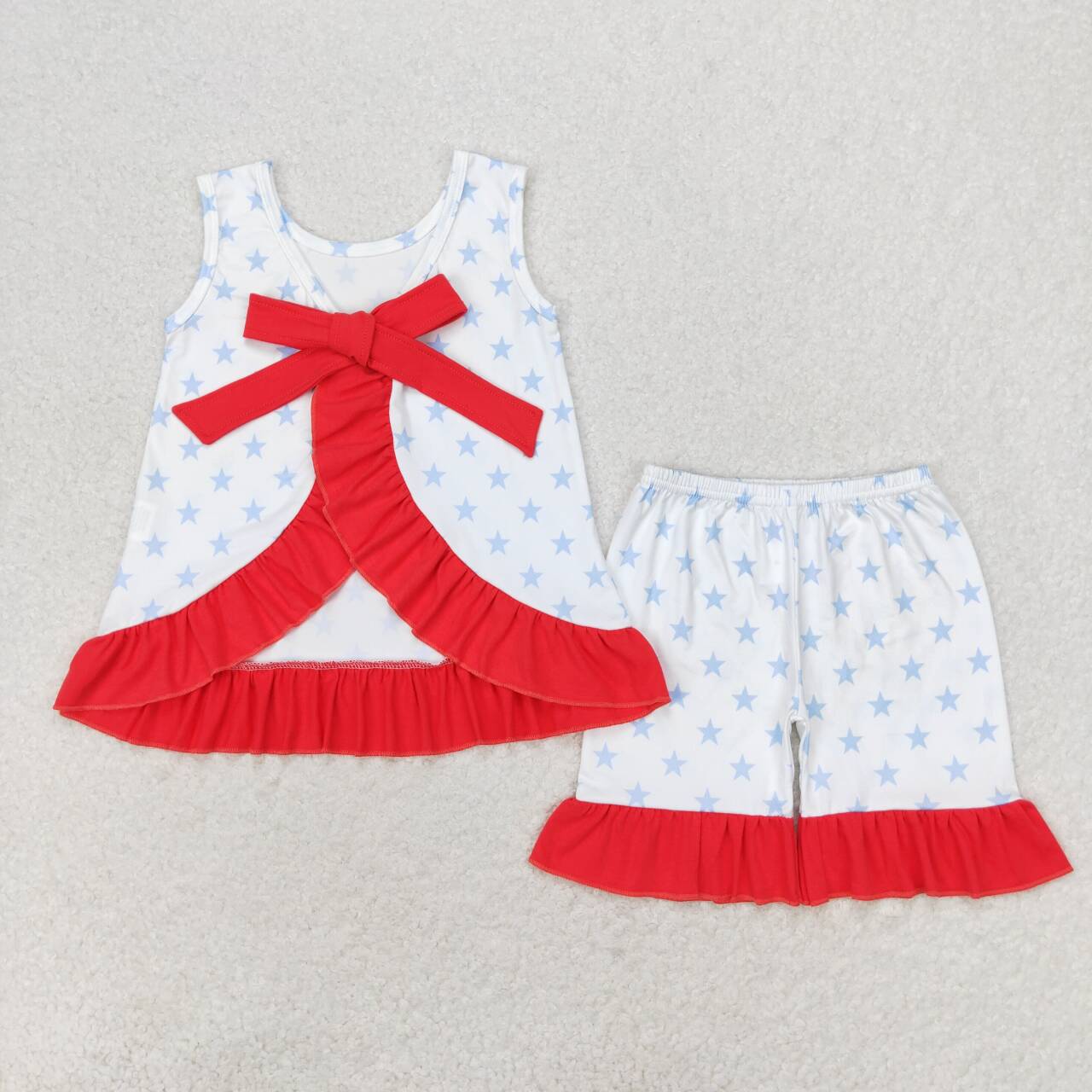 Baby Girls Summer Stars Top Ruffle Shorts Outfit