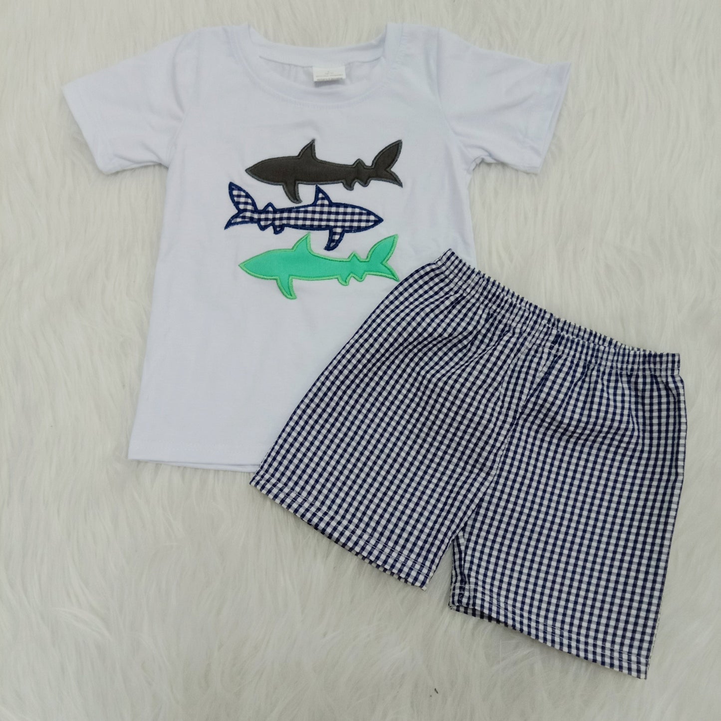 Embroidery Boys Shark Set