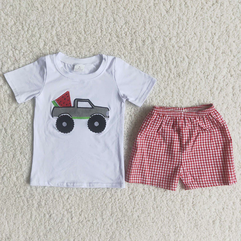 Baby Boys Summer Watermelon Truck Shorts Set