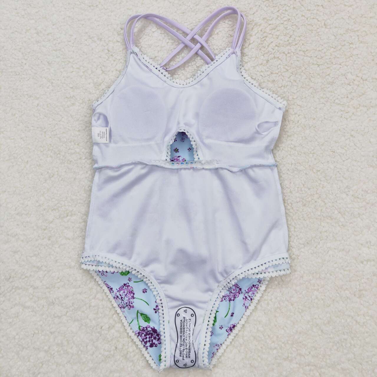 Baby Girls Purple Flower One-piece Swimwear