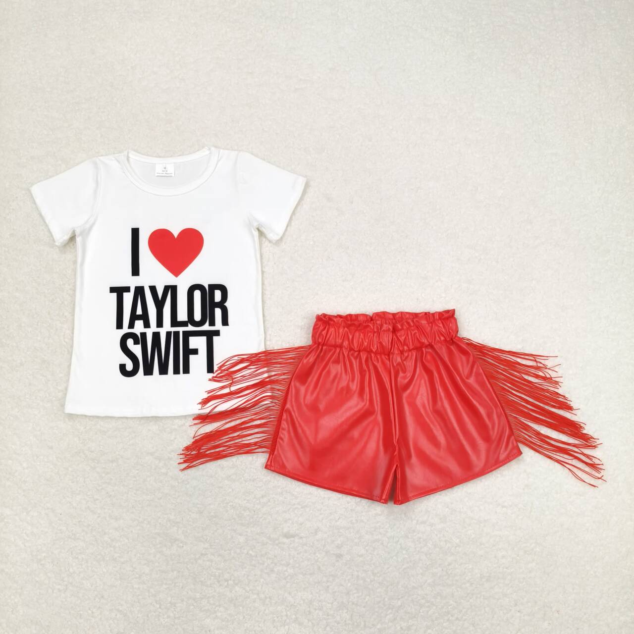 GSSO1030 I Love Swiffie Singer Baby Girls Top Red Shorts Set