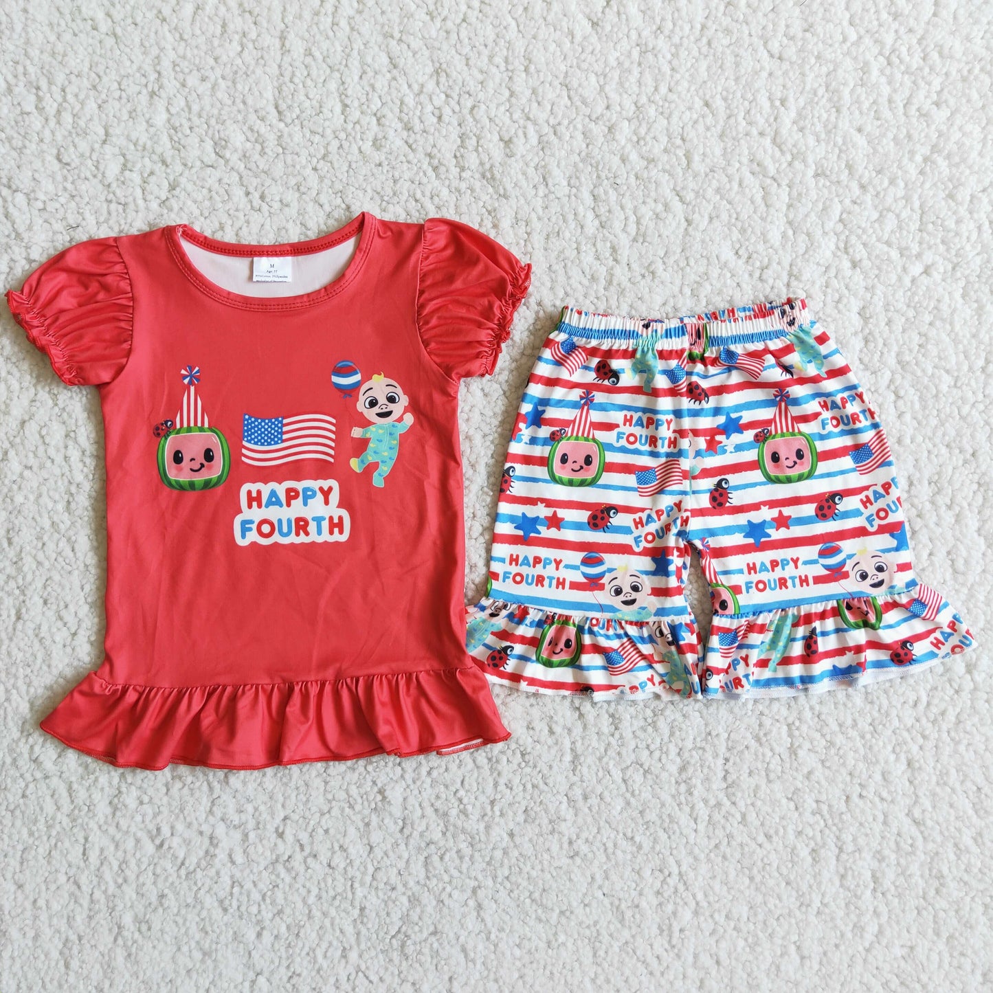 D8-13 Baby Girls July 4th Summer Shorts Set On Sale