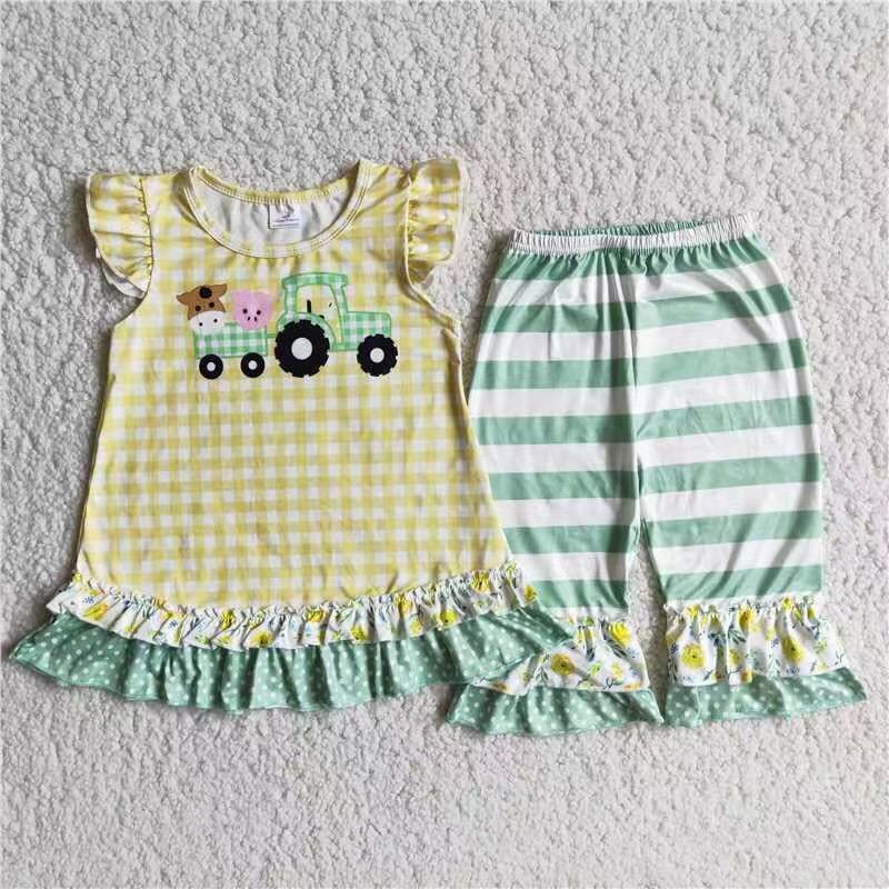 D9-12 Baby Girls Farm Tractors Outfit $2.99