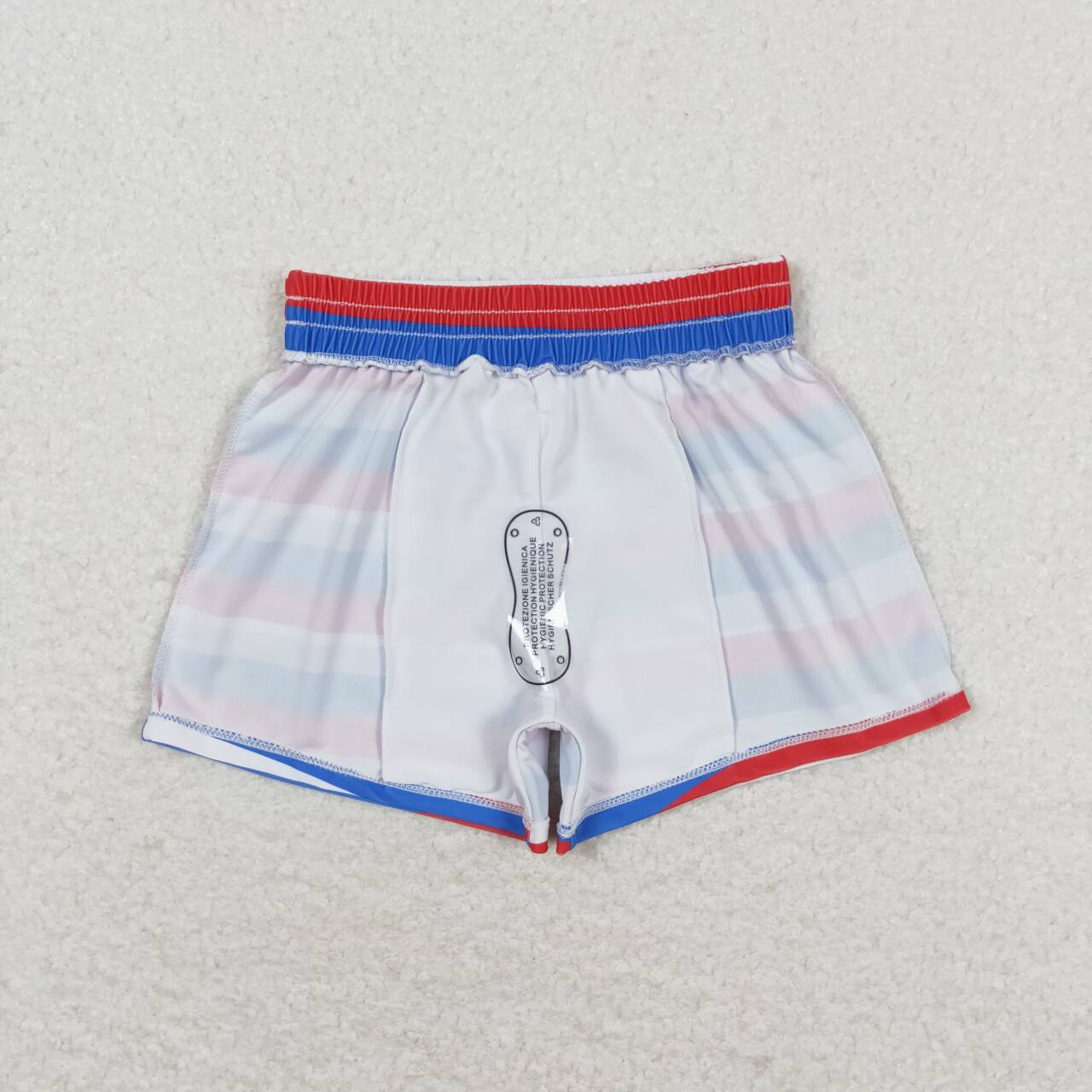 S0233 Baby Boys Red Blue Striped Swimming Trunks