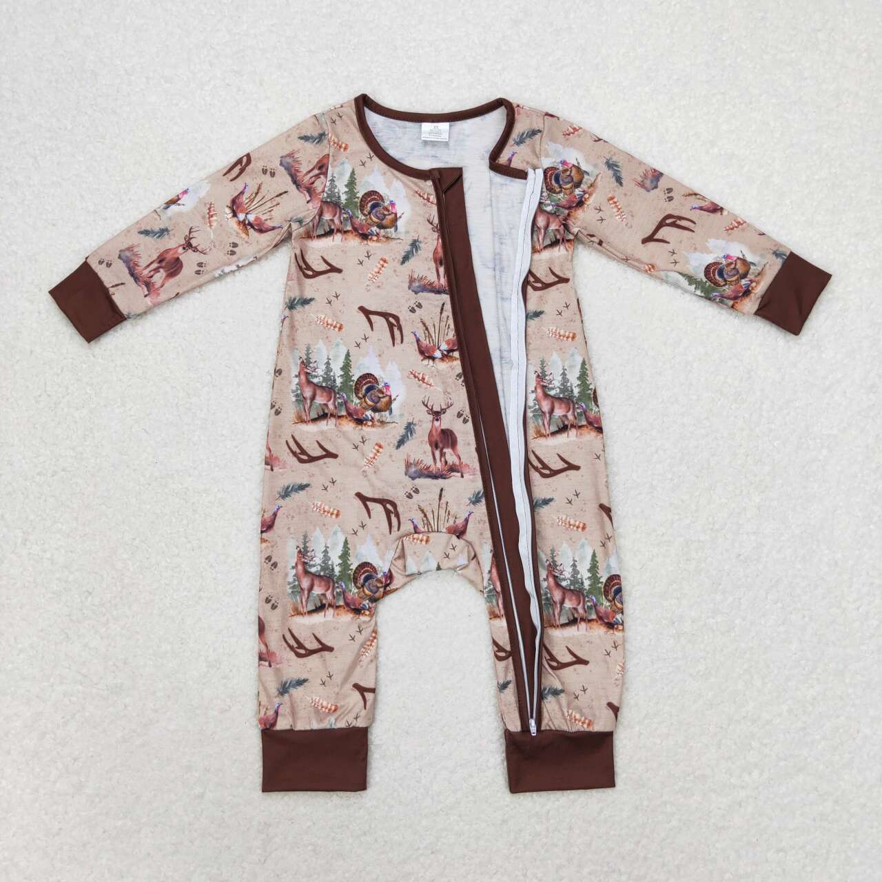 Baby Boys Hunting Deer Zipper Romper