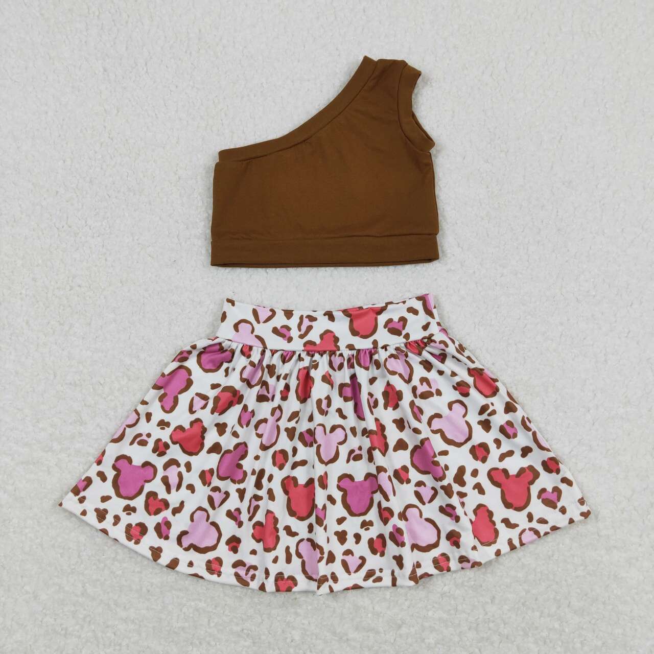 Kid Girls Brown Top matching Cartoon Mouse Outfit