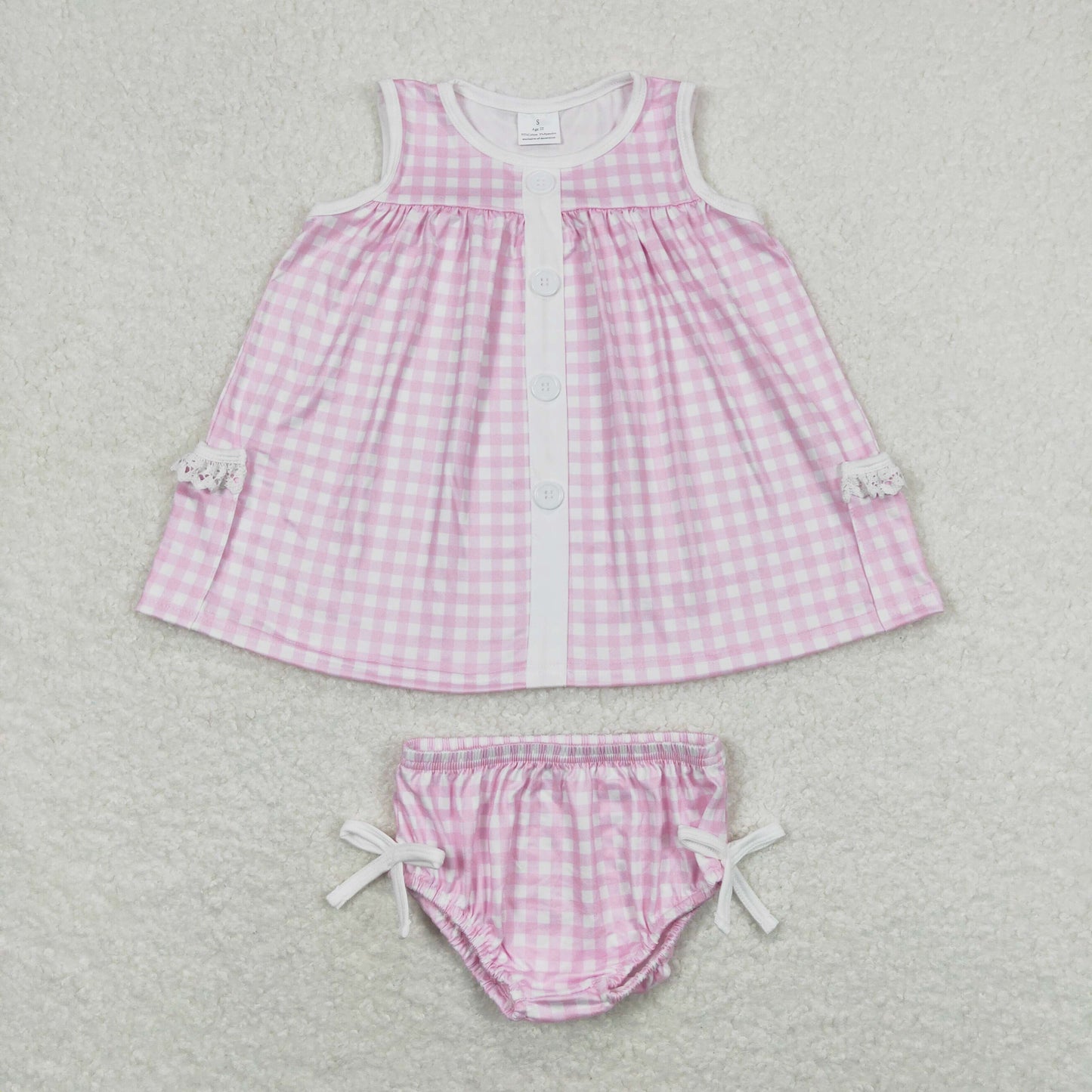 Baby Girls Sibling Sister Gingham Bummie Set