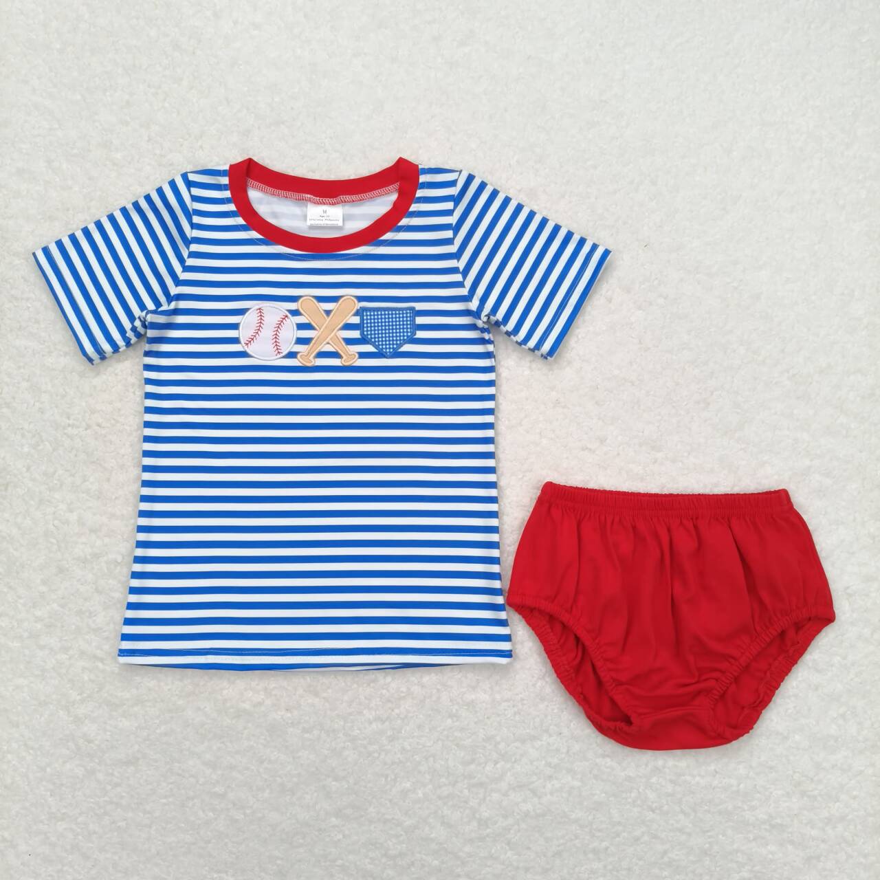 Sibling Summer Embroidery Baseball Clothes Set
