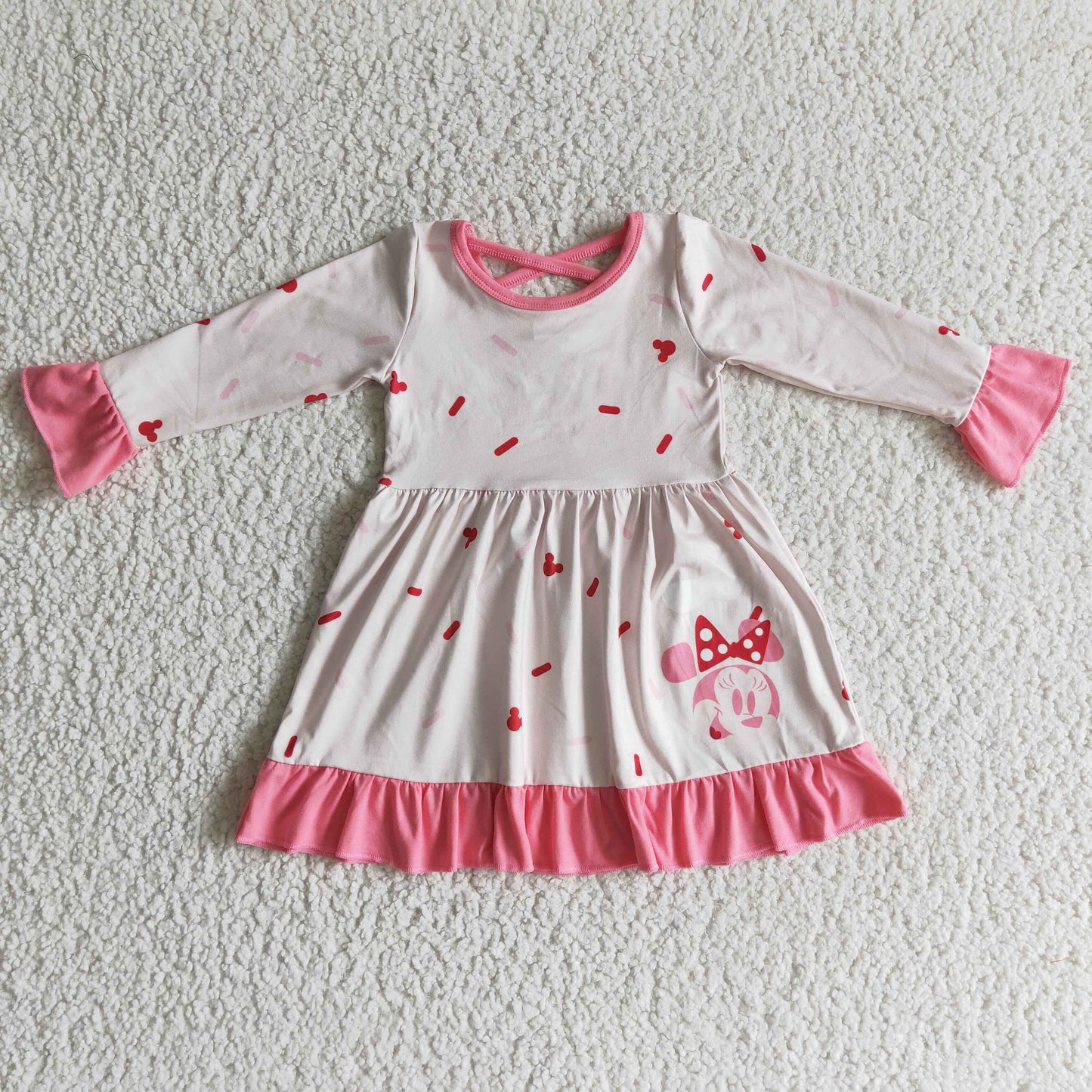 Baby Girls Cartoon Mouse Pink Dress On Sale