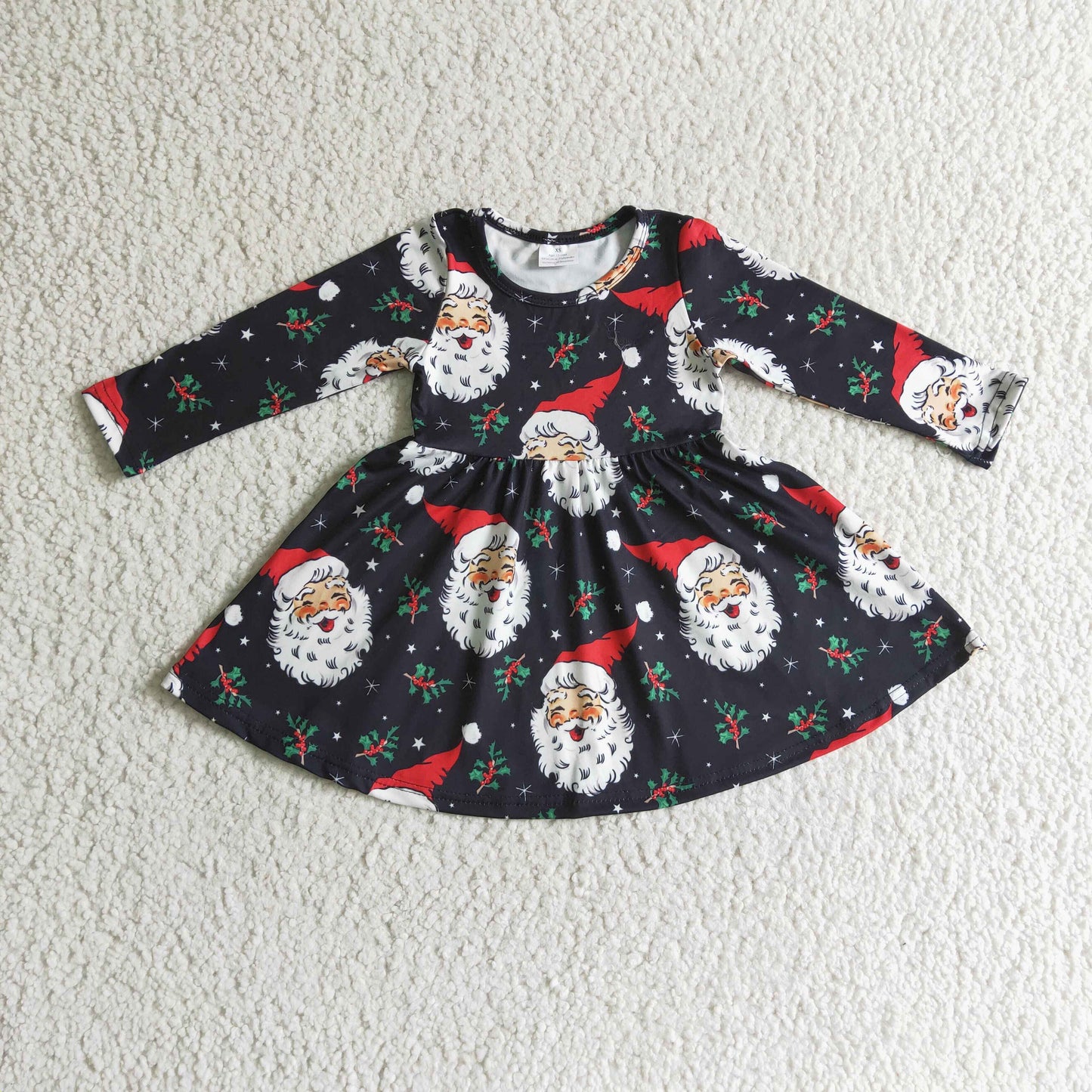 Toddler Girls Christmas Santa Long Sleeve Dress