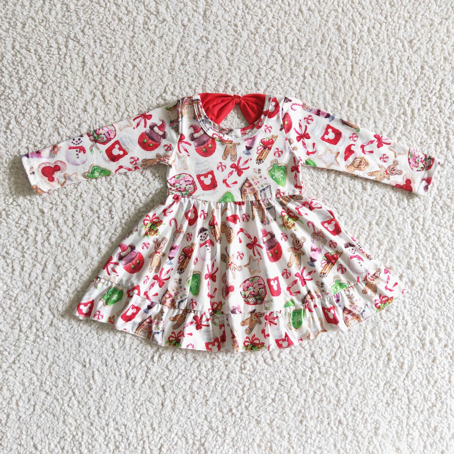 Baby Girls Christmas Candy Long Sleeve Dress ON SALE