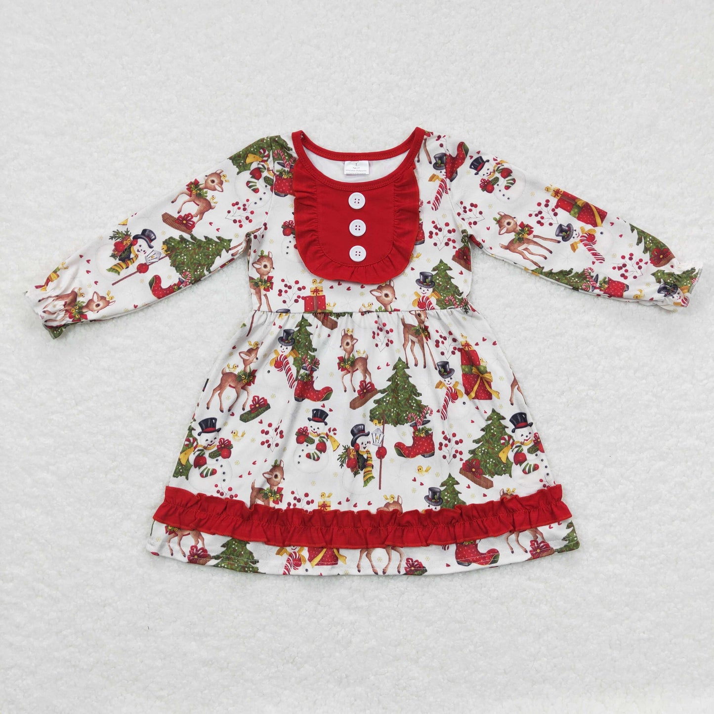 GLD0292 Children Girls Christmas Clothing Long Sleeve Dress