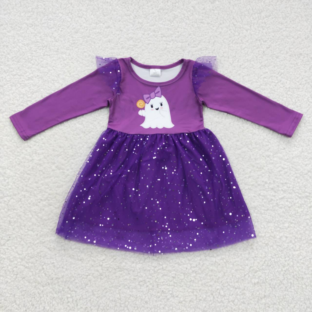 GLD0314 Baby Girls Halloween Ghost Purple Tulle Dress