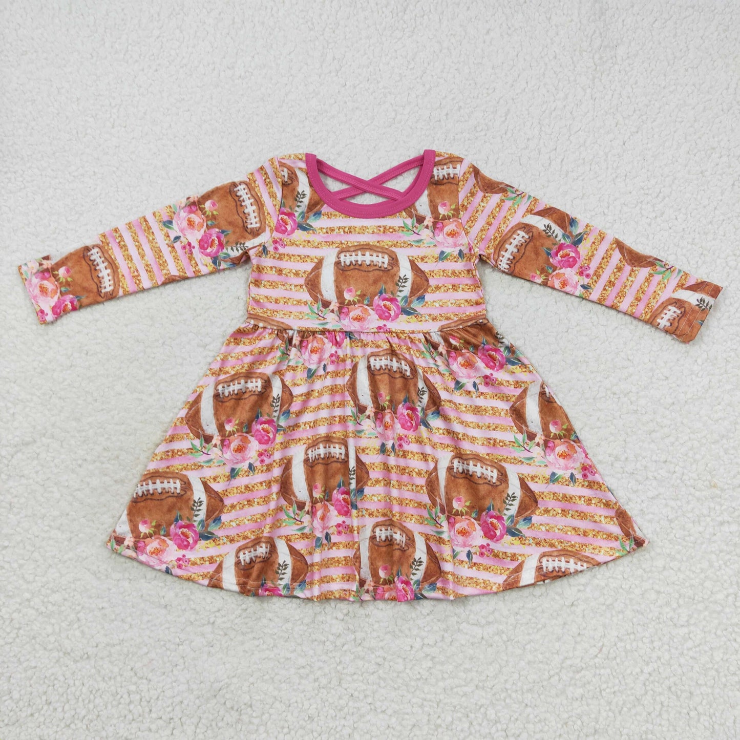 Baby Girls Football Flowers Long Sleeve Dress $5.5