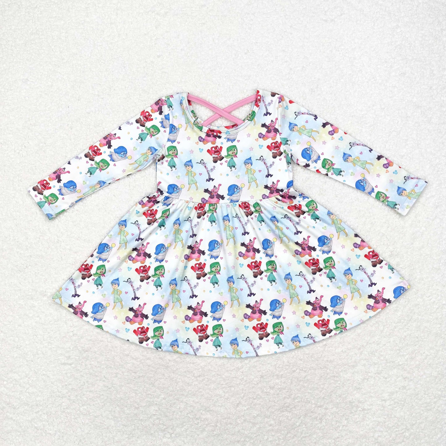 GLD0666 Baby Girls Cartoon Long Sleeve Dress