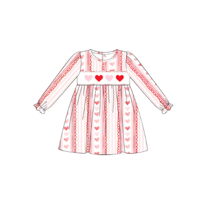 Sibling Baby Girls Sister Valentine's Day Red Heart Long Sleeve Dress and Romper
