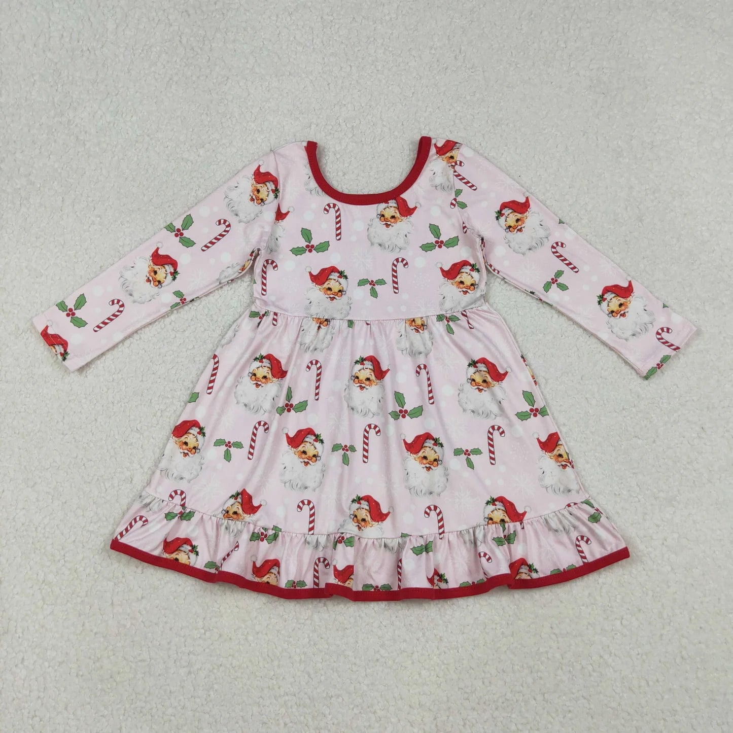 Sibling Baby Girls Chrismtas Long Sleeve Santa Dress