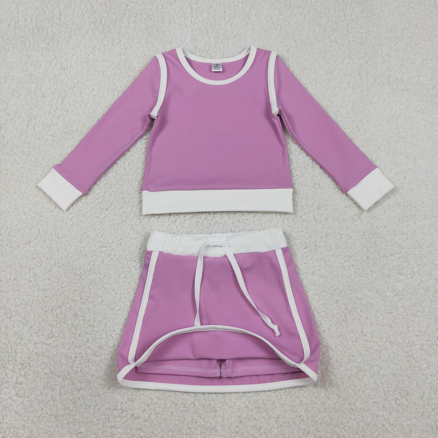 Sibling Baby Girls Solid Color Long Sleeve Top with Skirt Active Outfit