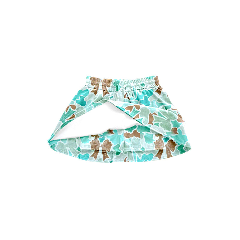 Baby Girls Aqua Camo Brown Bows Skirts With Shorts Preorder