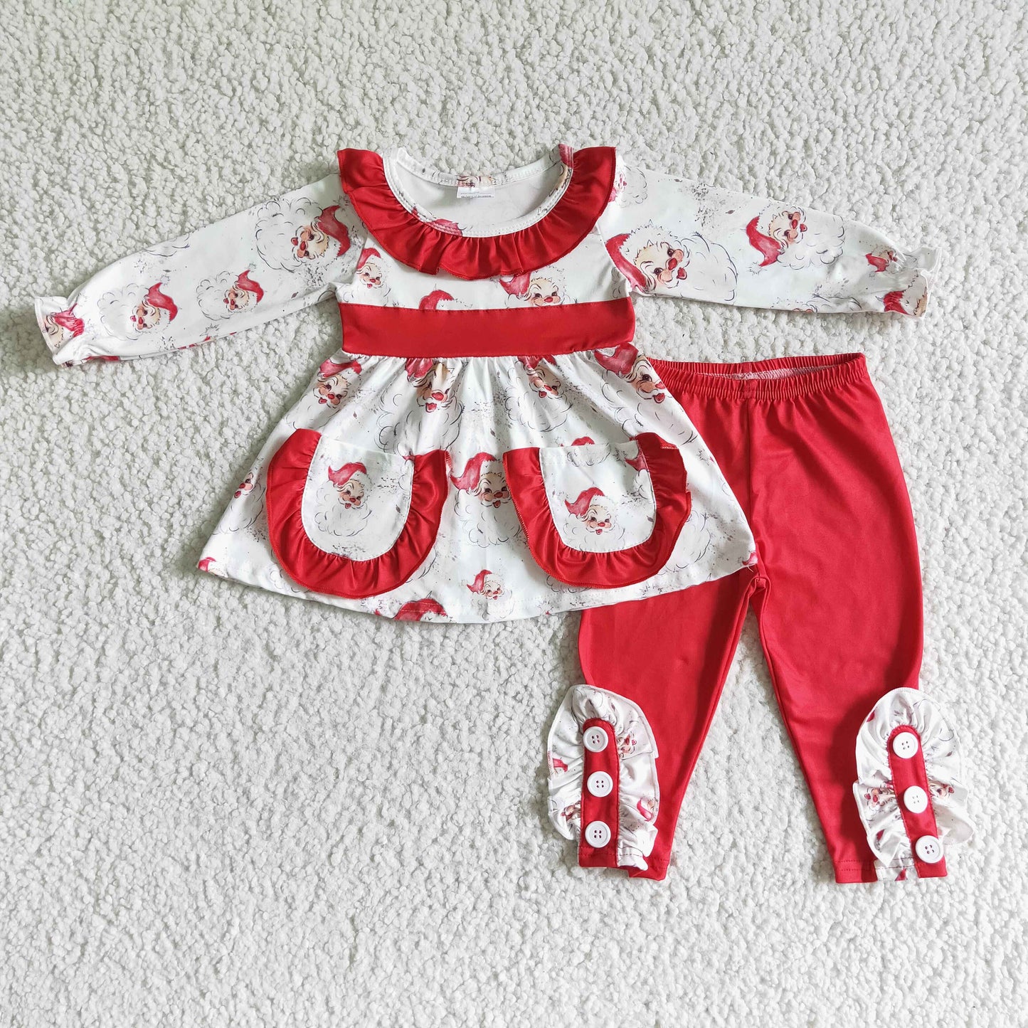 Christmas Baby Girls Santa Red Leggings Set