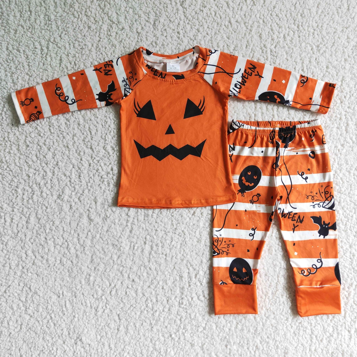 GLP0076 Kids Girl Halloween Pumpkin Family Pajamas Set