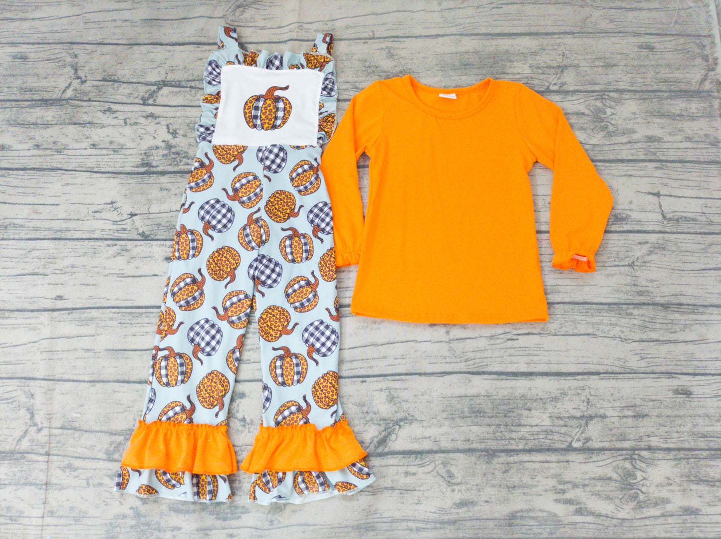 Baby girls fall pumpkin overall pants sets