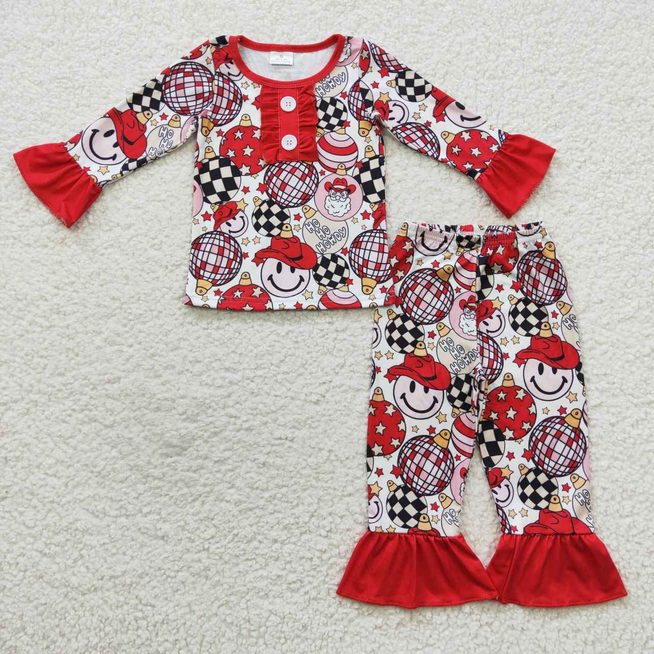 GLP0459 Kids Girls Christmas Western Pajamas Set