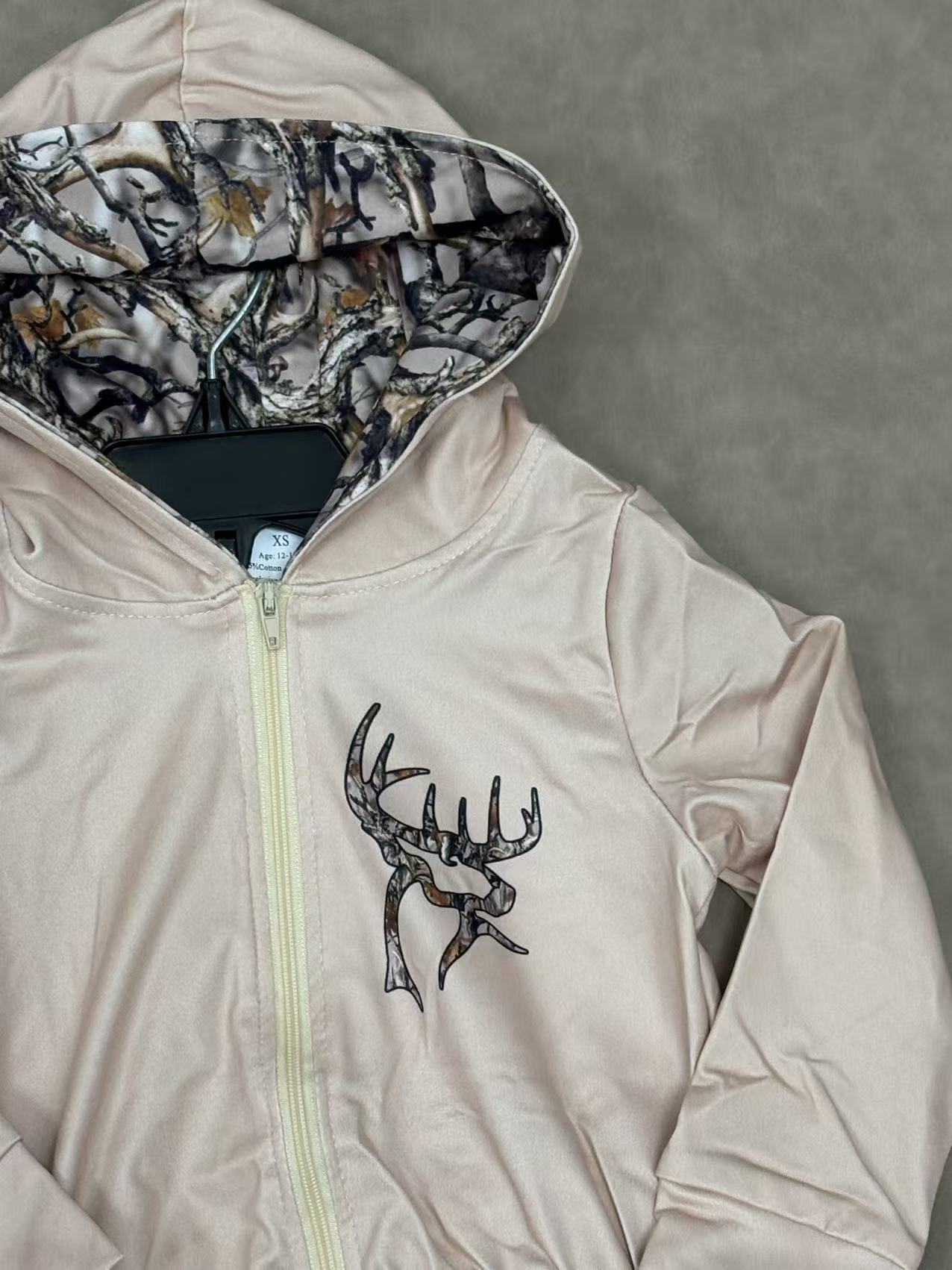 Deer zipper hoodie camo bell bottom pants girls hunting clothes