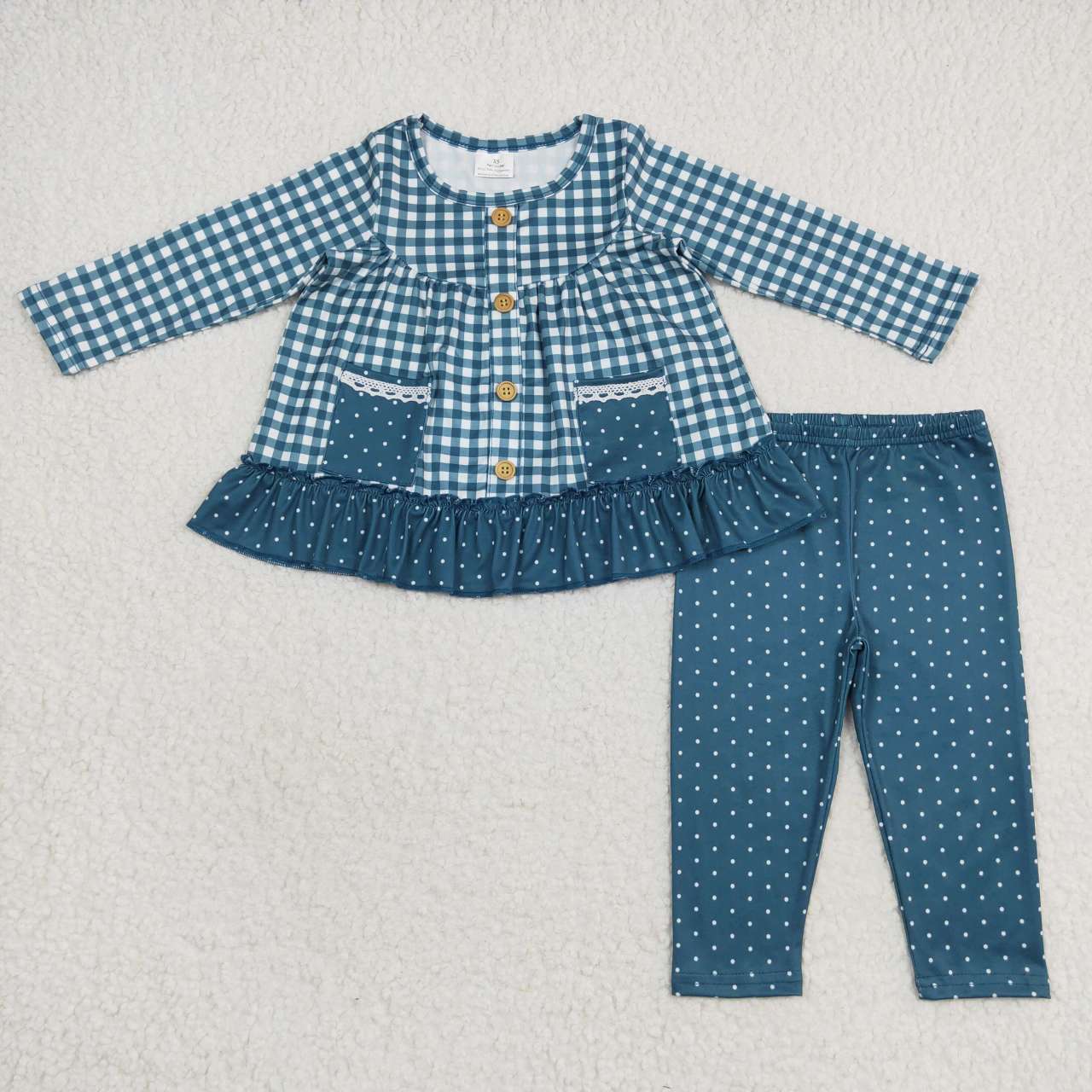 Baby Girls Sister Gingham Long Sleeve Tunic Top Dot Legging Set