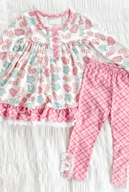 Preorder GLP0876 Baby Girls Christmas Candy Cane Outfit