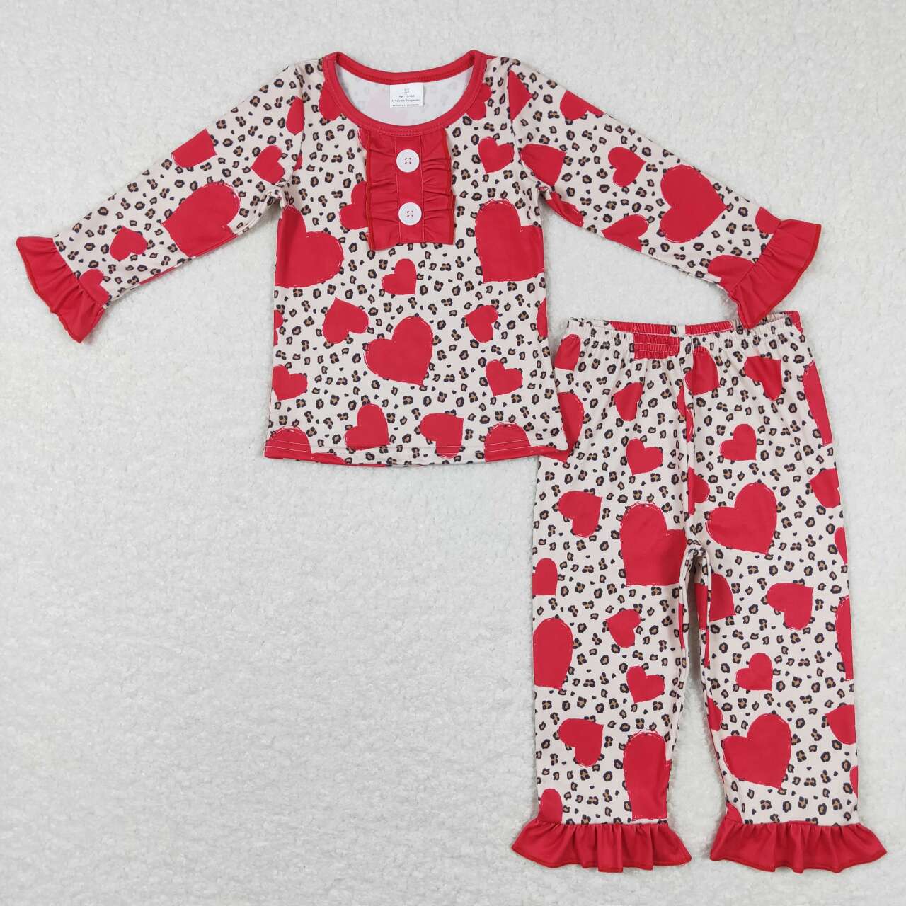 Baby Girls Red Heart Long Sleeve Pajama Set