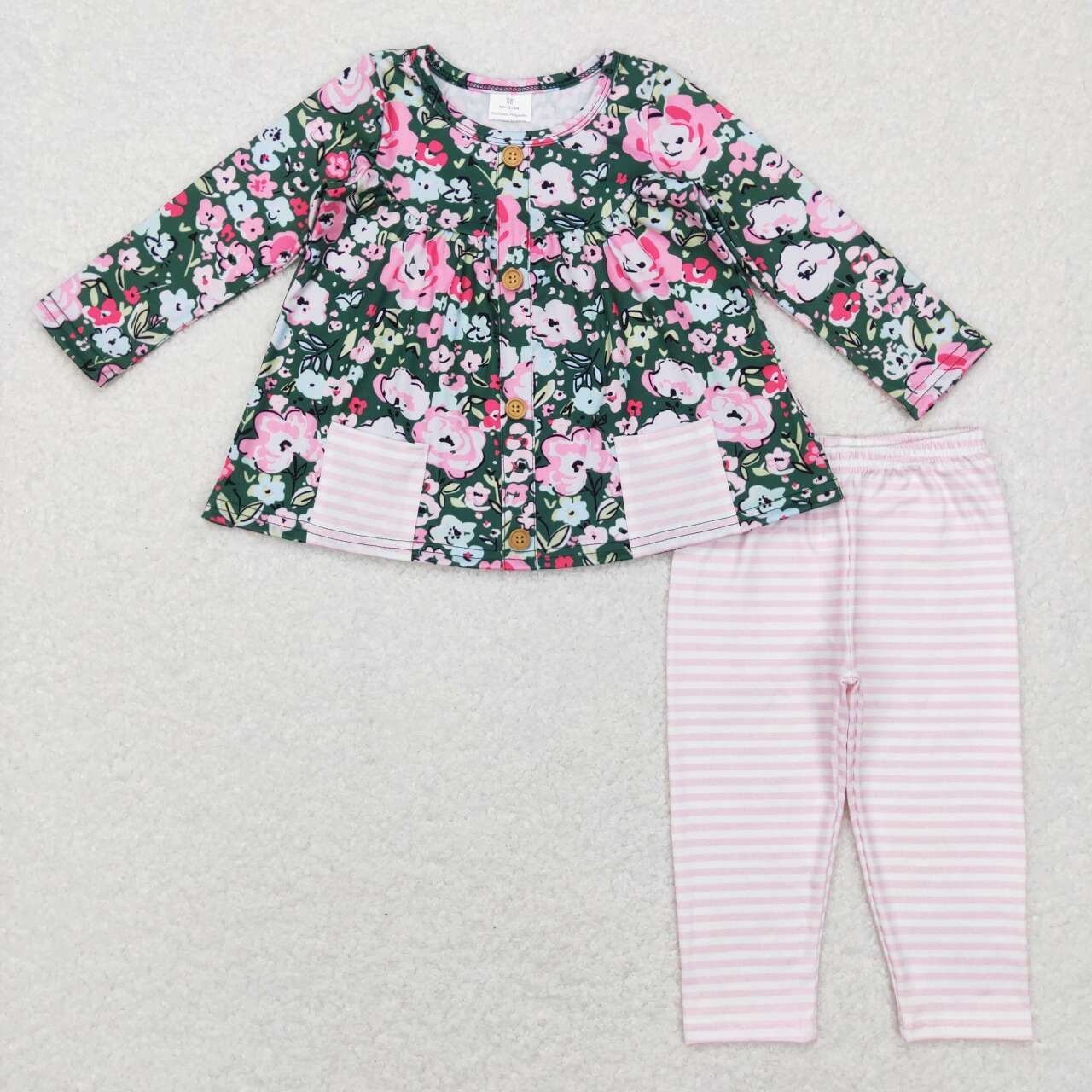 Baby Girls Sister Floral Long Sleeve Tunic Top Striped Legging Set