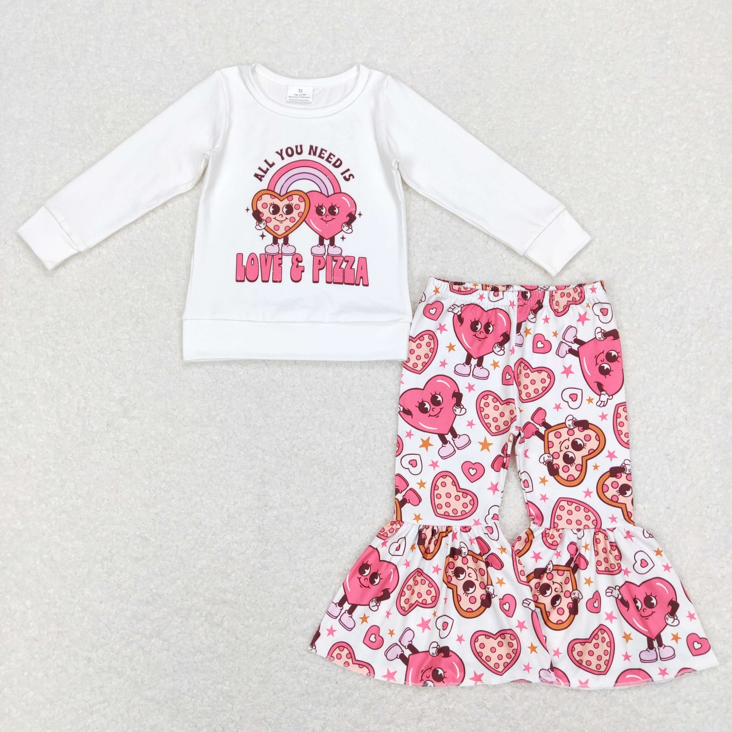 GLP1119 All you need is love and pizza baby girls outfit