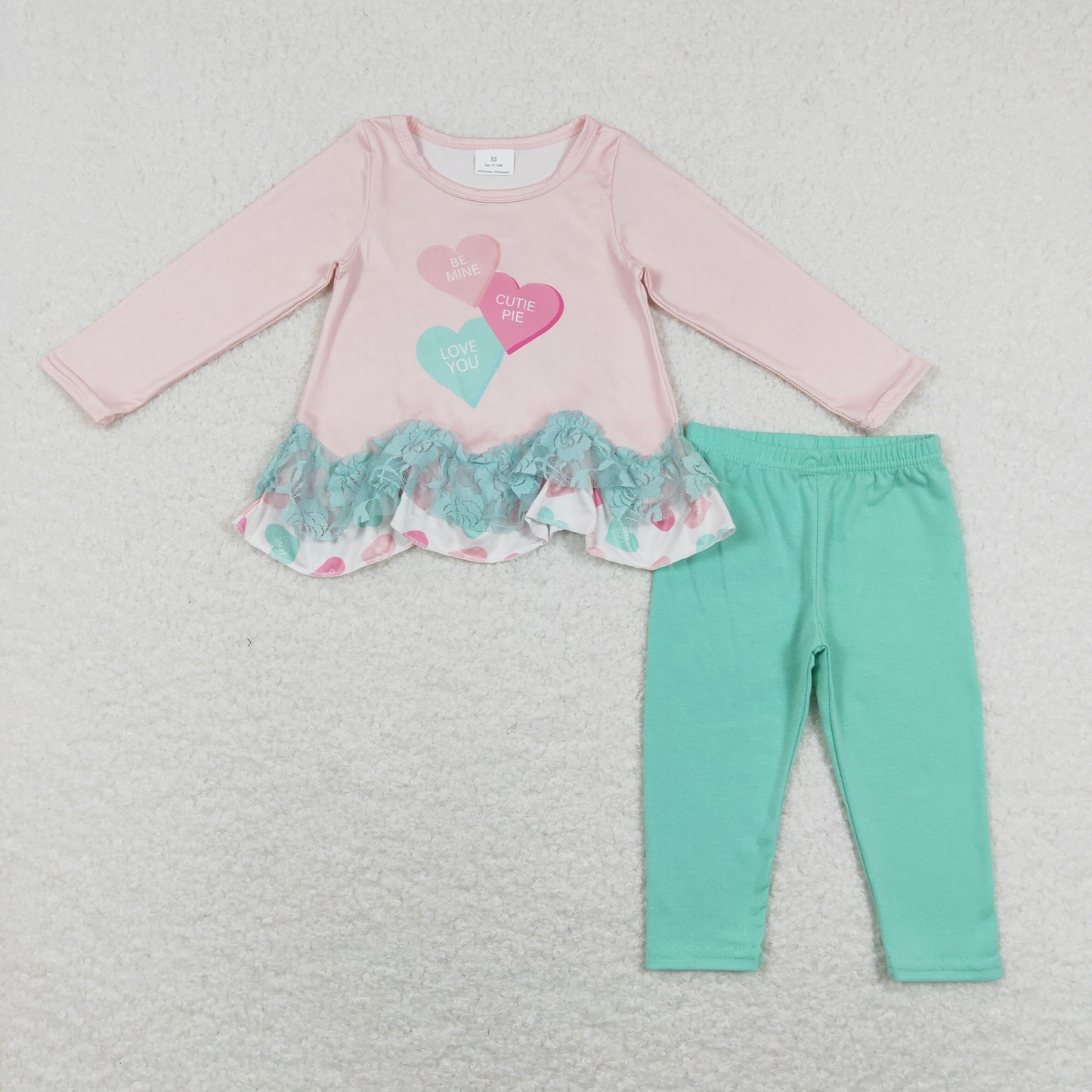 Baby Girls Pink Ruffle Hearts Tunic Top Legging Valentines Outfits Sets