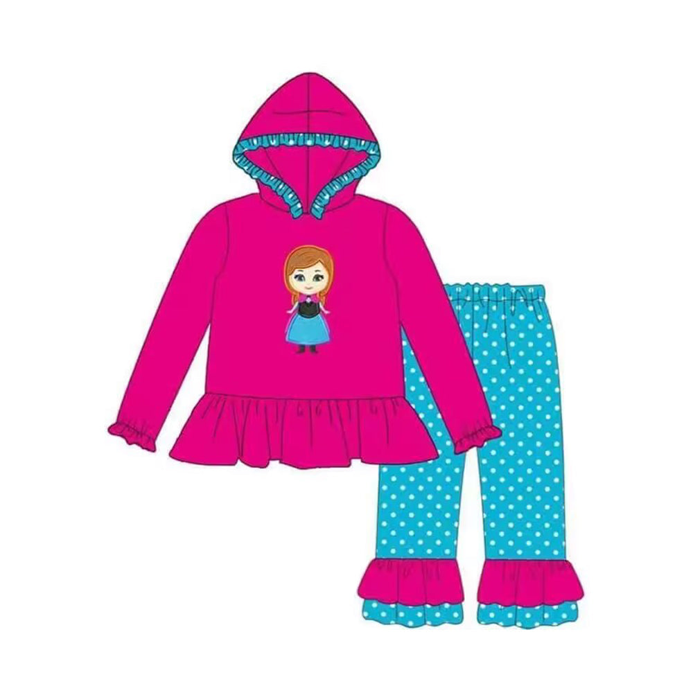 Baby Girls Princess Hot Pink Hoodie Top Pants Set Pre-order