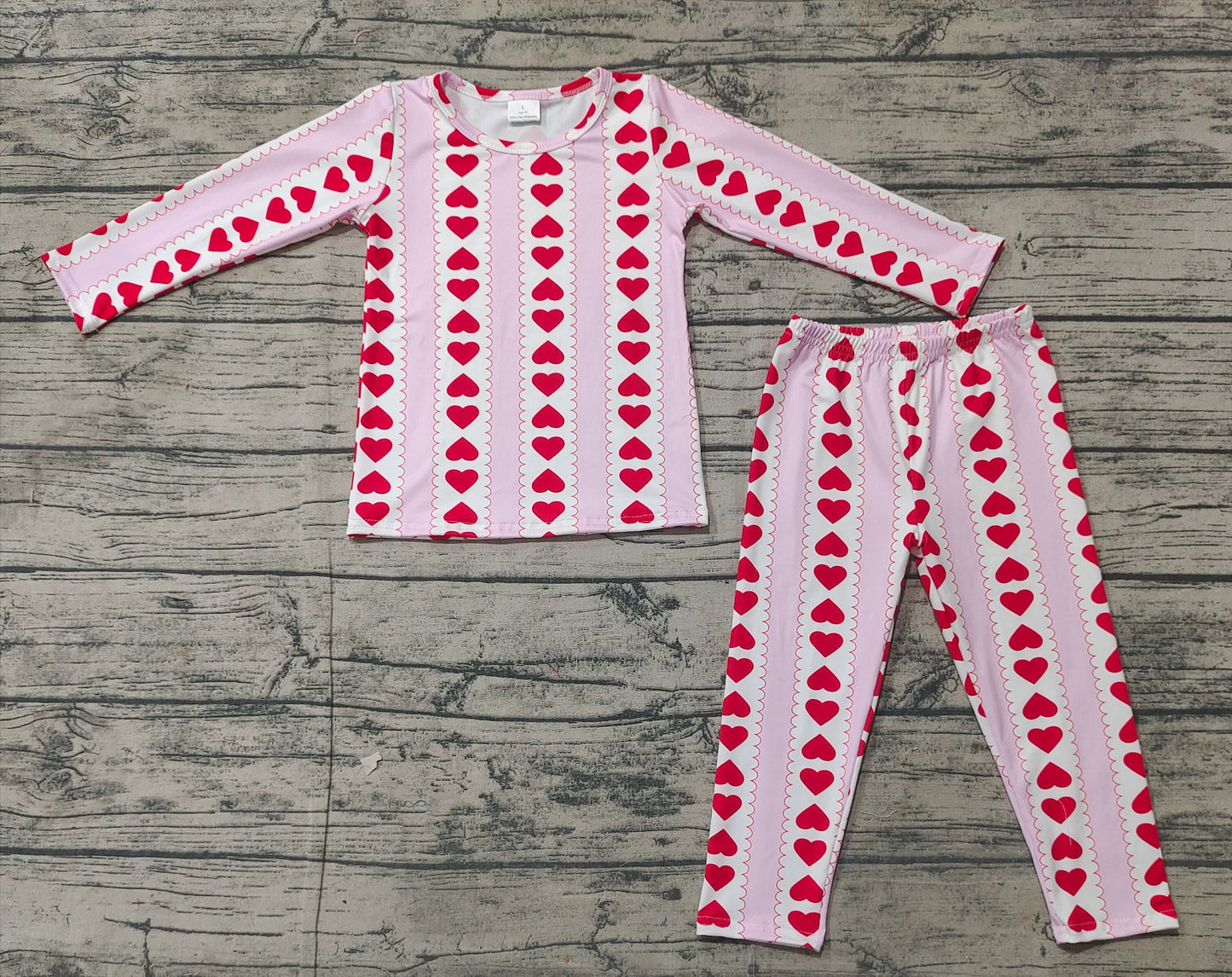 GLP2191 Baby Girls Red Heart Long Sleeve Pajama Set Preorder