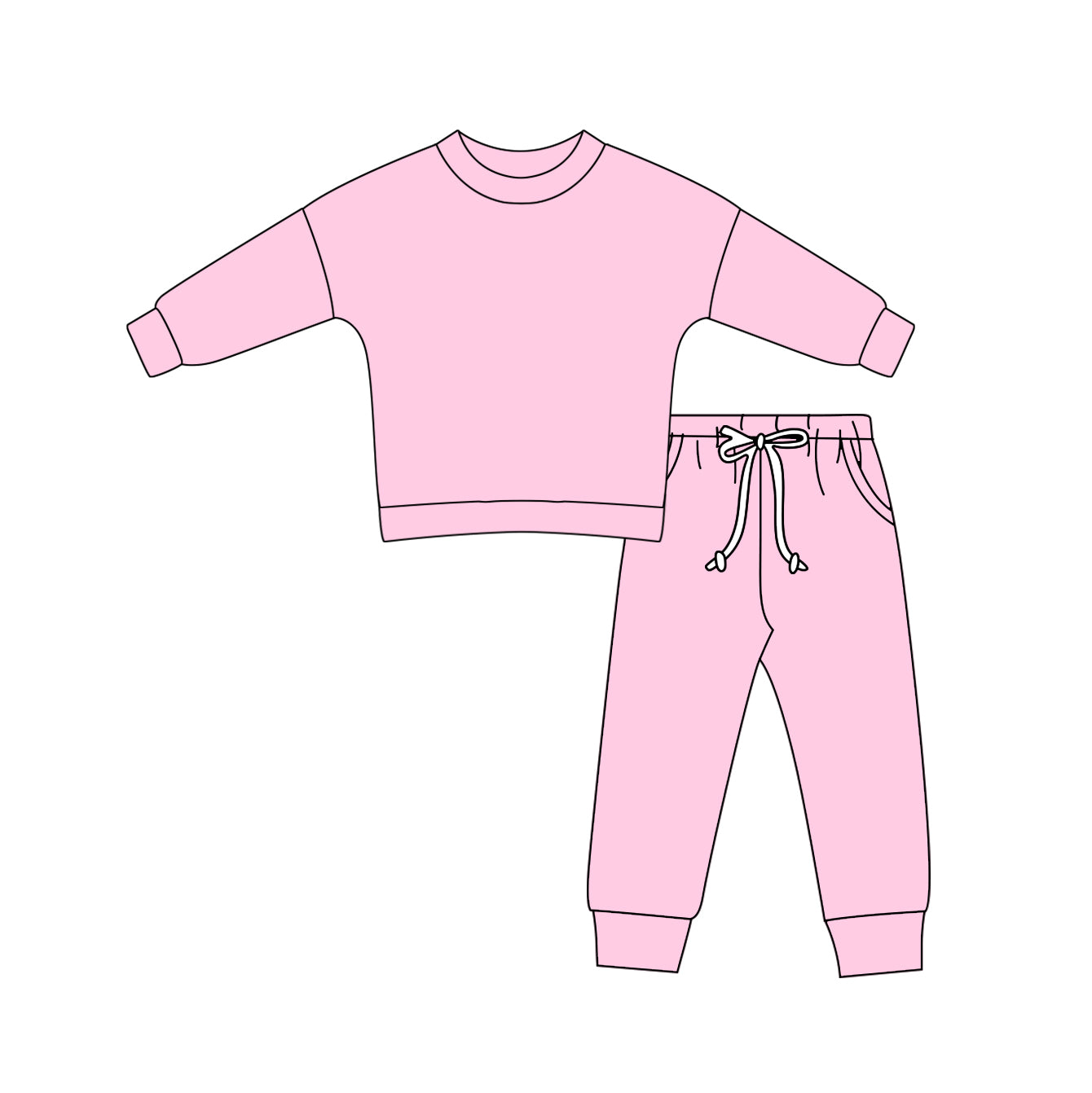 Kids Girls Solid Color Pink Jogger pants Set Preorder