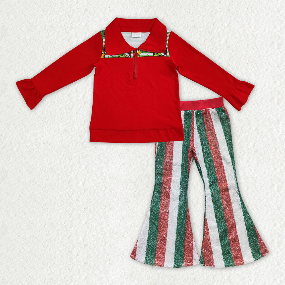 Baby Girls Christmas Red Top Sequin Pants Outfit RTS