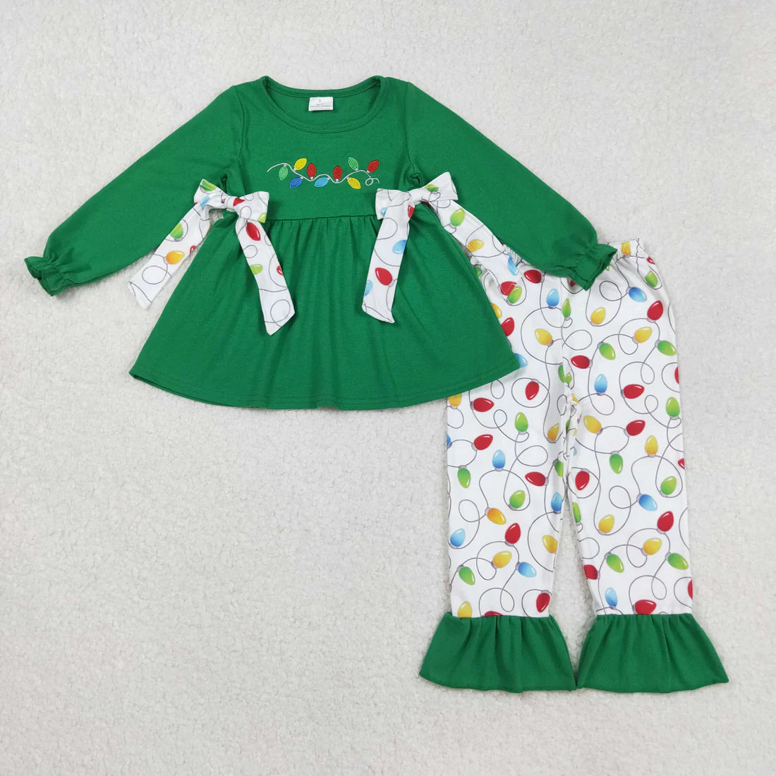 Sibling Baby Girls Embroidery Tunic Top With Pants Outfit