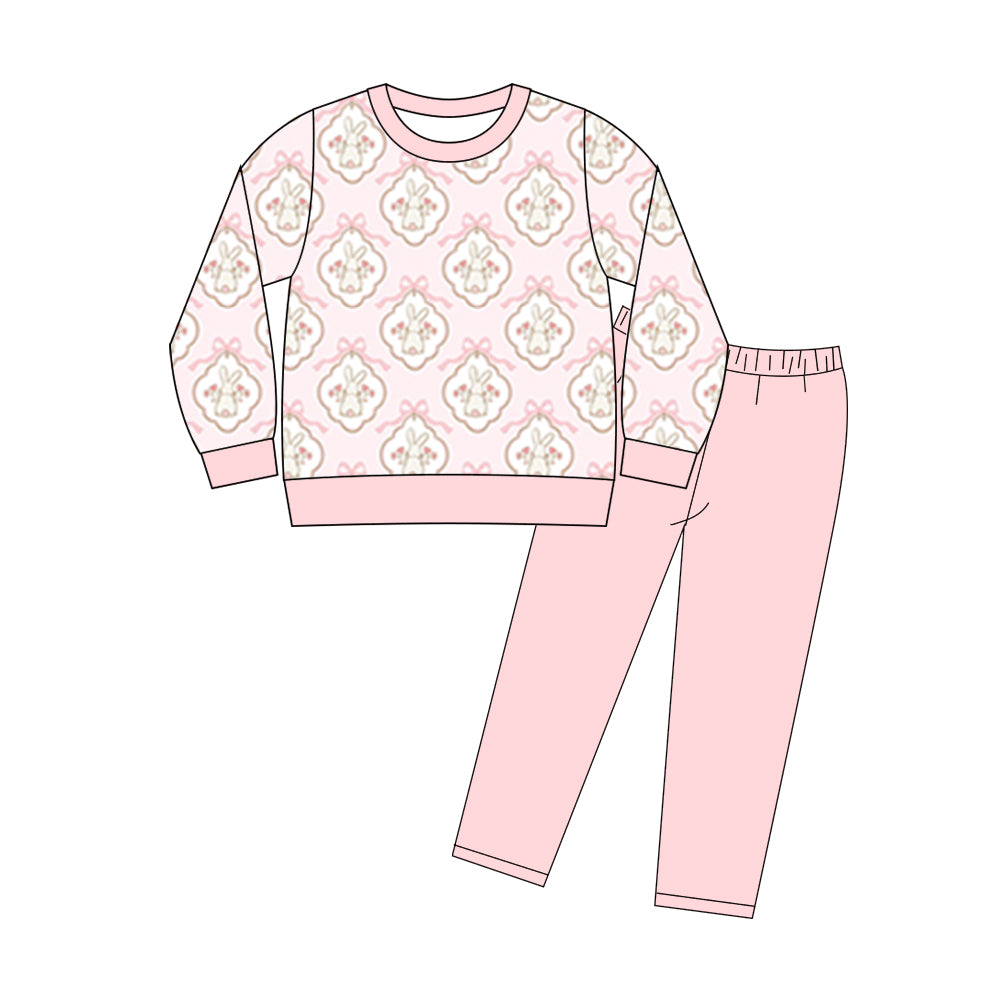 GLP3191 Baby Girls Bunny Top+ Pink Leggings Set Preorder