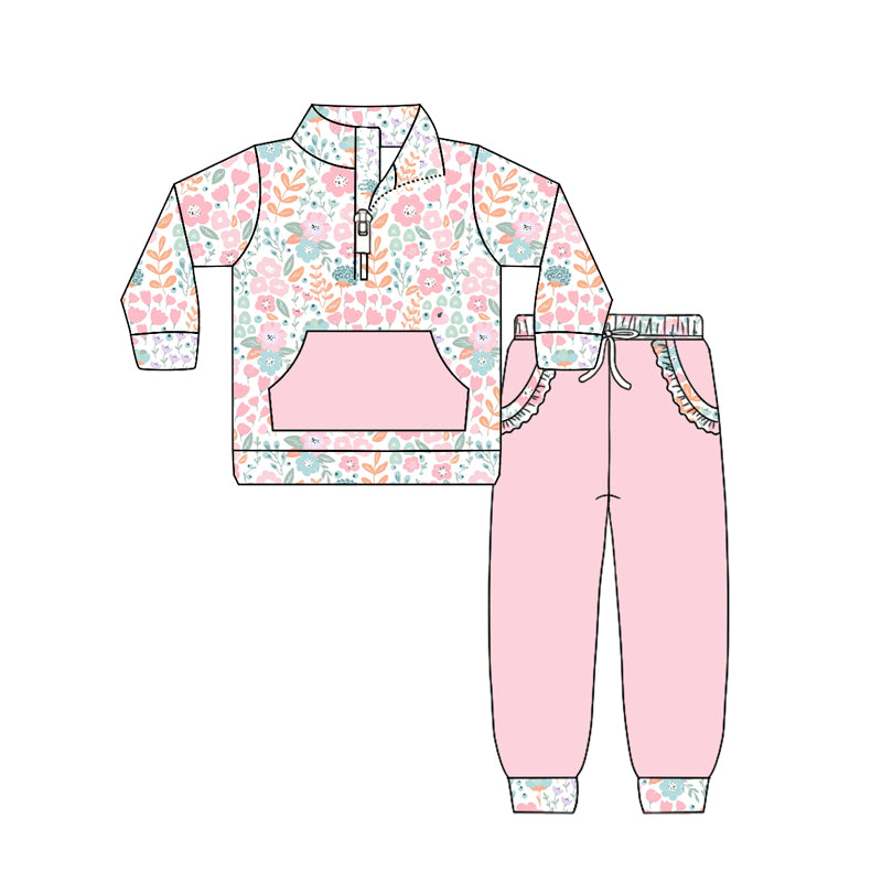 GLP3279 Baby Girls Floral Top Light Pink Leggings Outfit Preorder